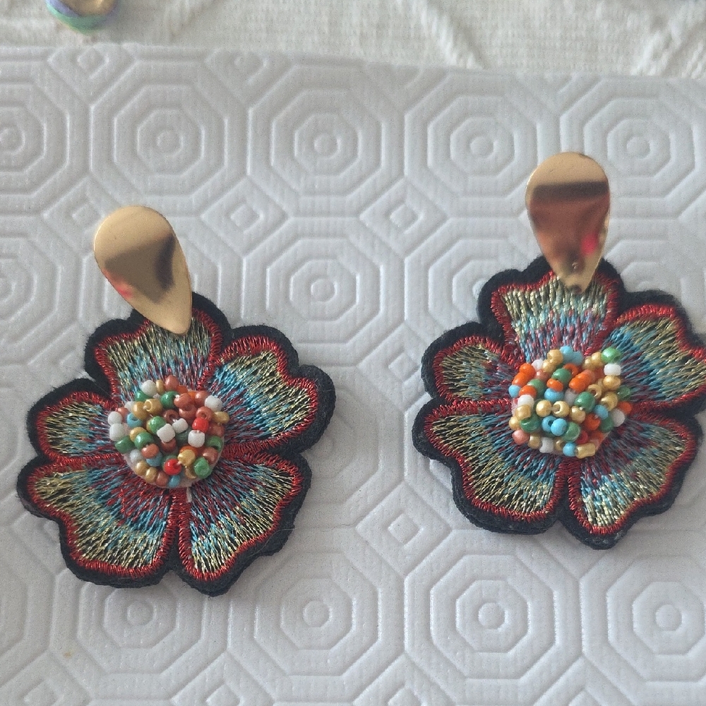 Colorful Floral Beaded Earrings